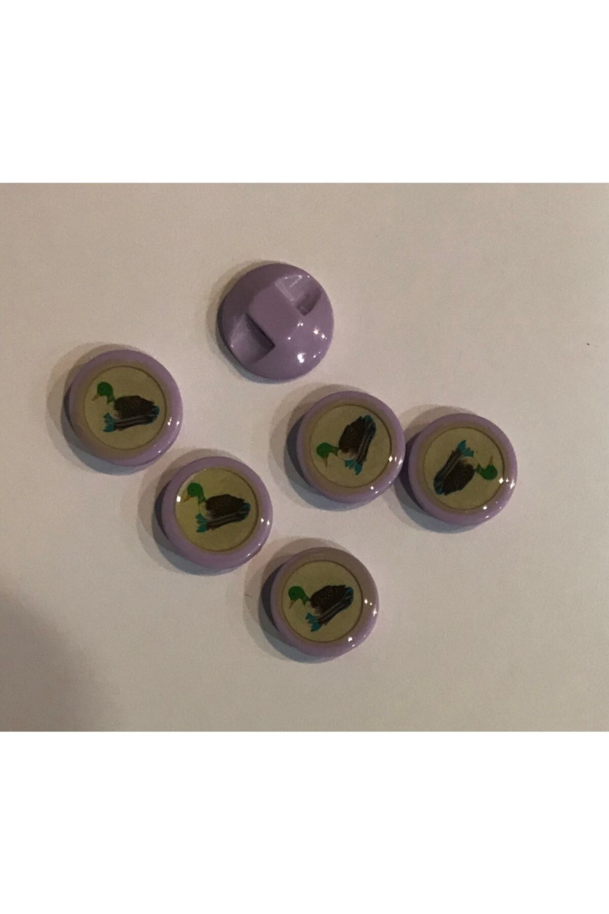 Yeşilbaş Ördek Bebe Düğmesi. 1.4cm. 6'lı Paket. Lila.