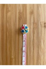 Yıldız Desen Boyama Doğal Ahşap Düğme 15 mm.  5'li Paket. Yıldız.