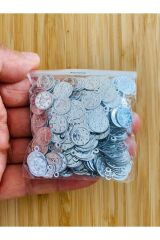 Ince Kaplama Tuğra Plastik Pul 11mm. Tahmini 240-250 Adet Civarı. Gümüş.