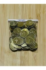 Ince Metalik Kaplama Tuğra Plastik Pul 16mm. Tahmini 150-160 Adet Civarı. Gold.