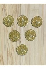 Ince Metalik Kaplama Tuğra Plastik Pul 20mm. Tahmini 100 Adet Civarı. Gold.