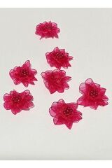 Organze Kurdele El Yapımı Incili Gül. 2.8cm. 10 Adet.