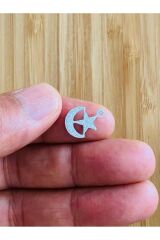 Yıldızlı Hilal Küpe Simli Gümüş Pleksi Kalın Pul. 20gr