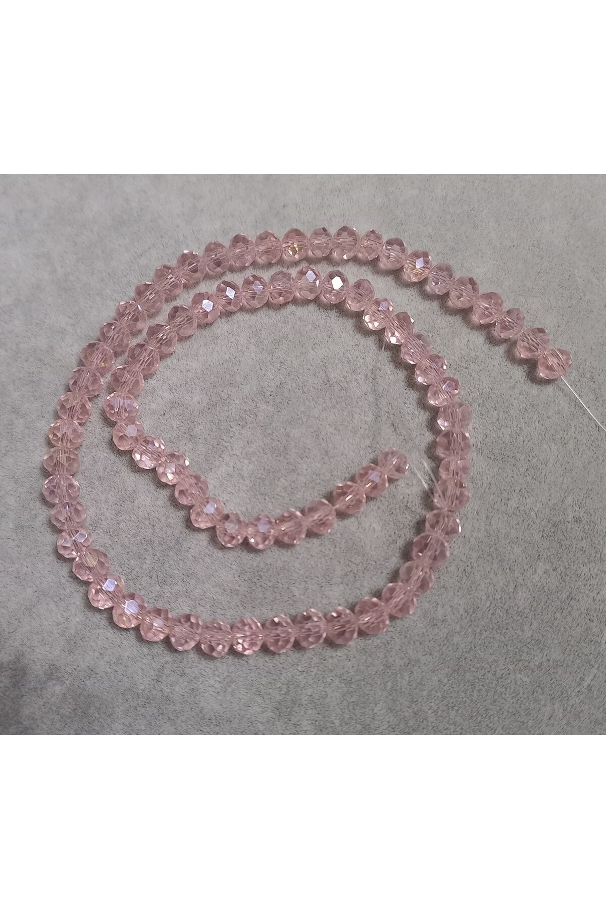 Açık Pembe Basık Kristal Boncuk 6mm 1dizi No.36