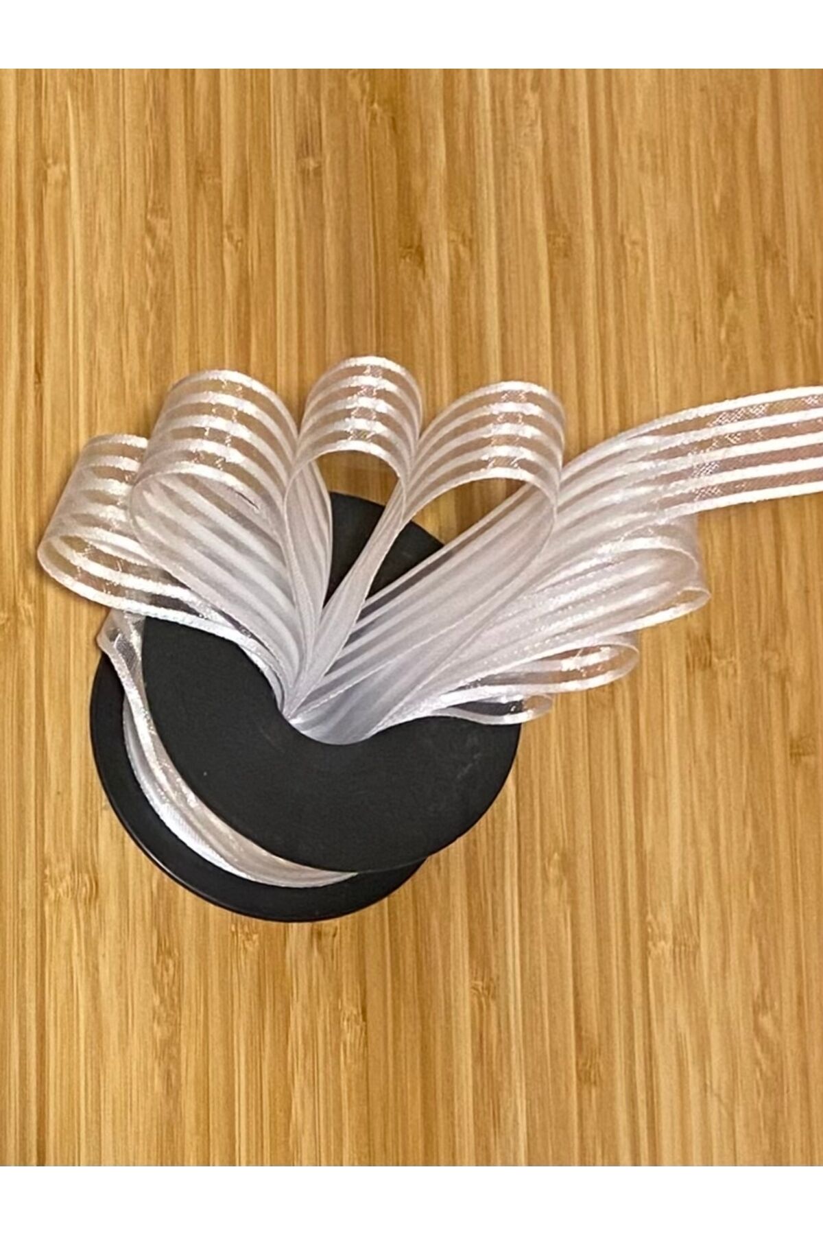 Çizgili şifon kurdele (Kurdale) 2.5cm x 20metre. Renk No:1