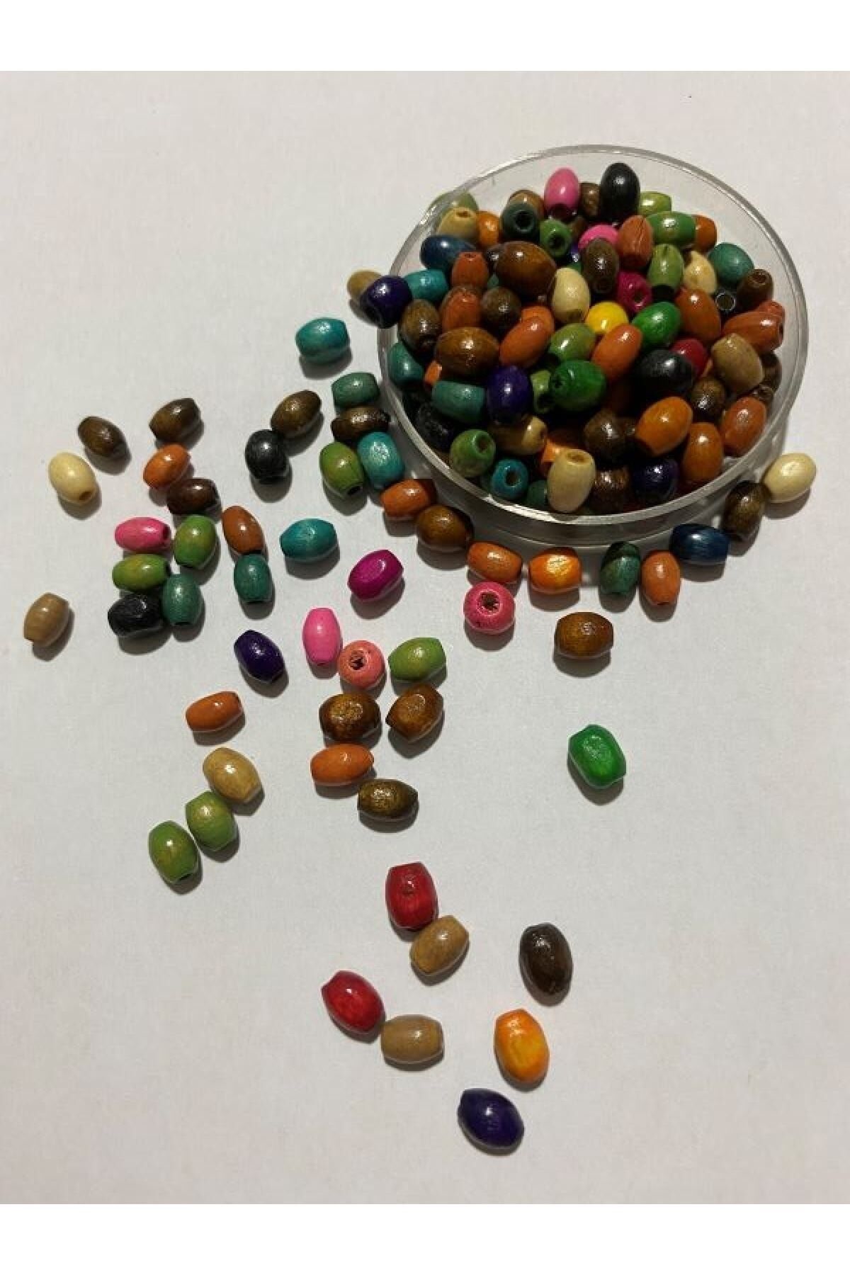 Ahşap Arpa Takı Boncuk Karışık Renkli. 15gr. 4x6mm