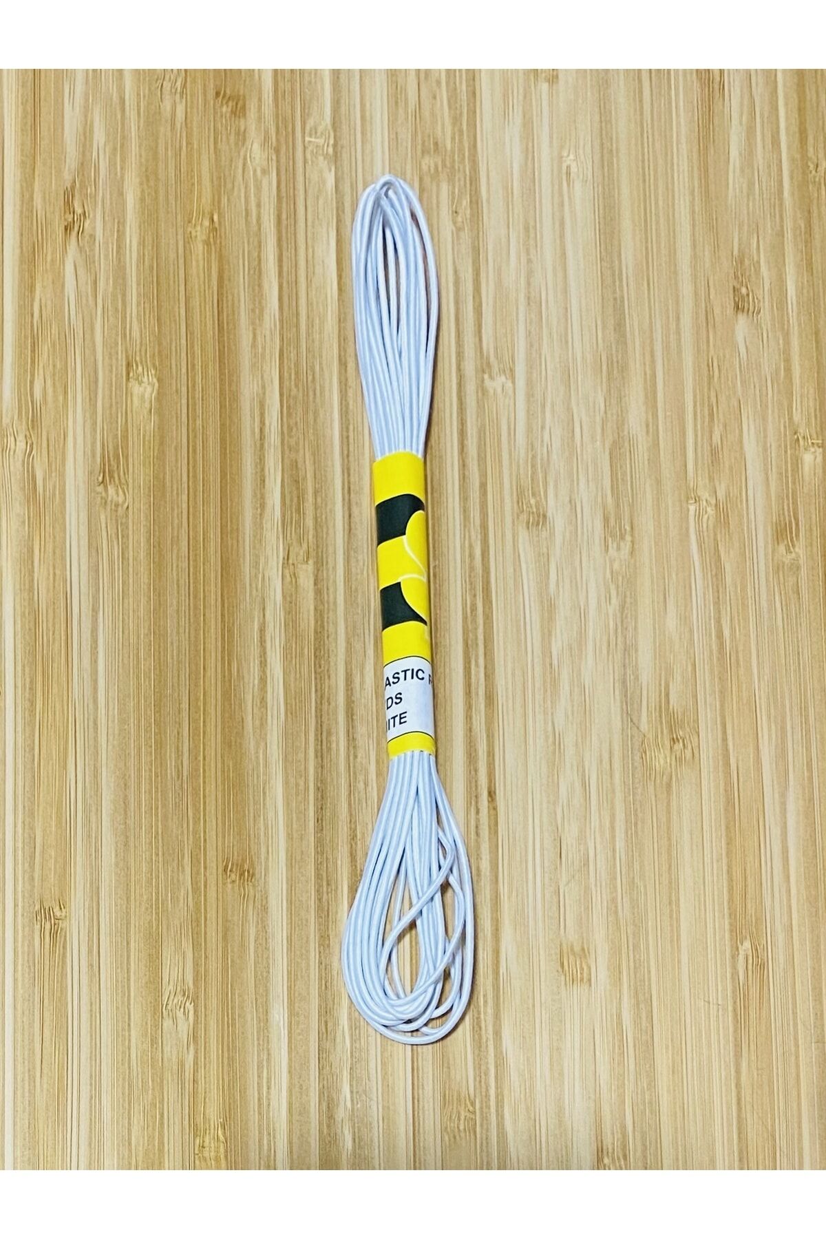 Yuvarlak Birit ve maske Lastiği. 1.5 mm x 6 Yarda. Beyaz.