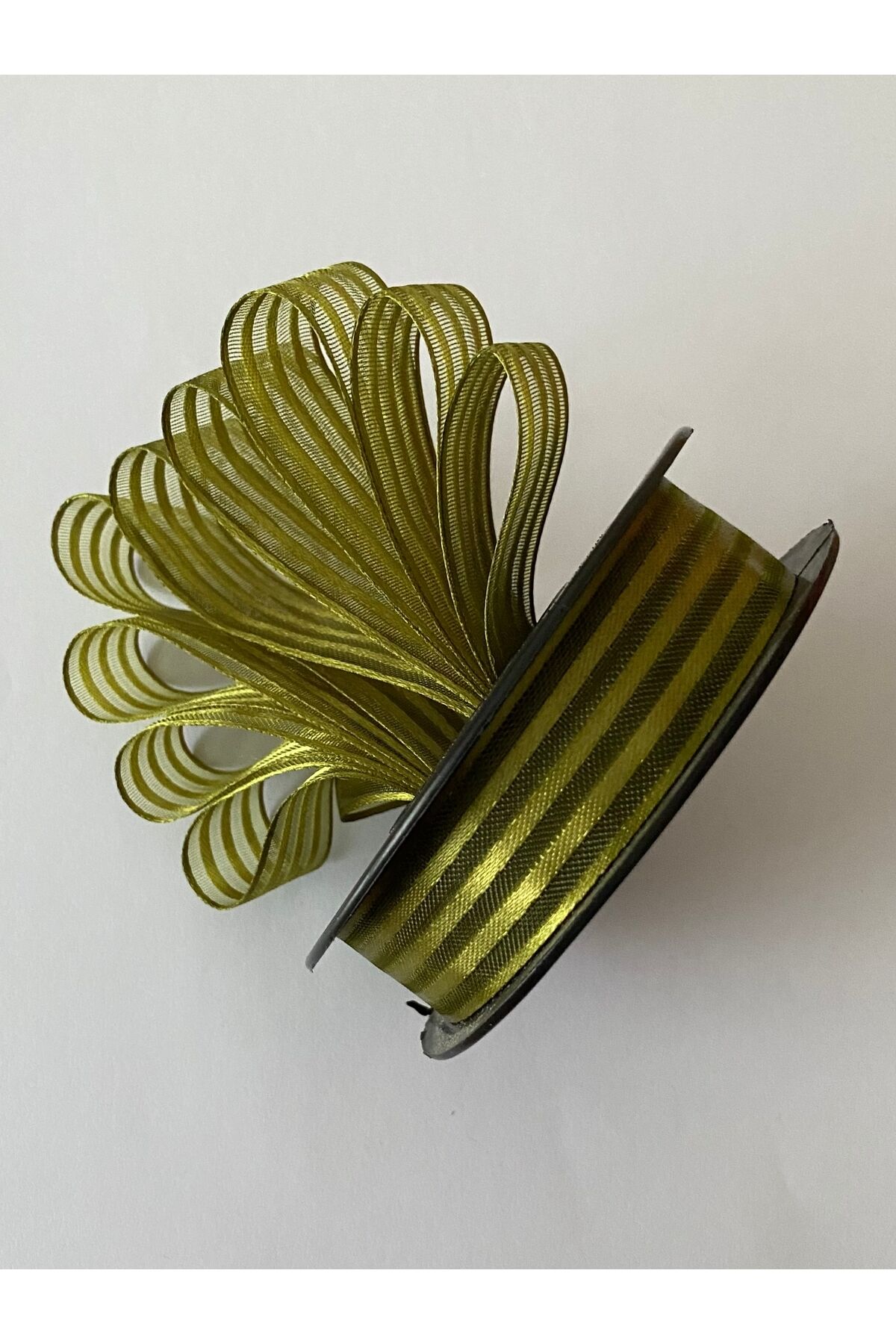 Çizgili şifon kurdele (Kurdale) 2.5cm x 20metre. Renk No:17