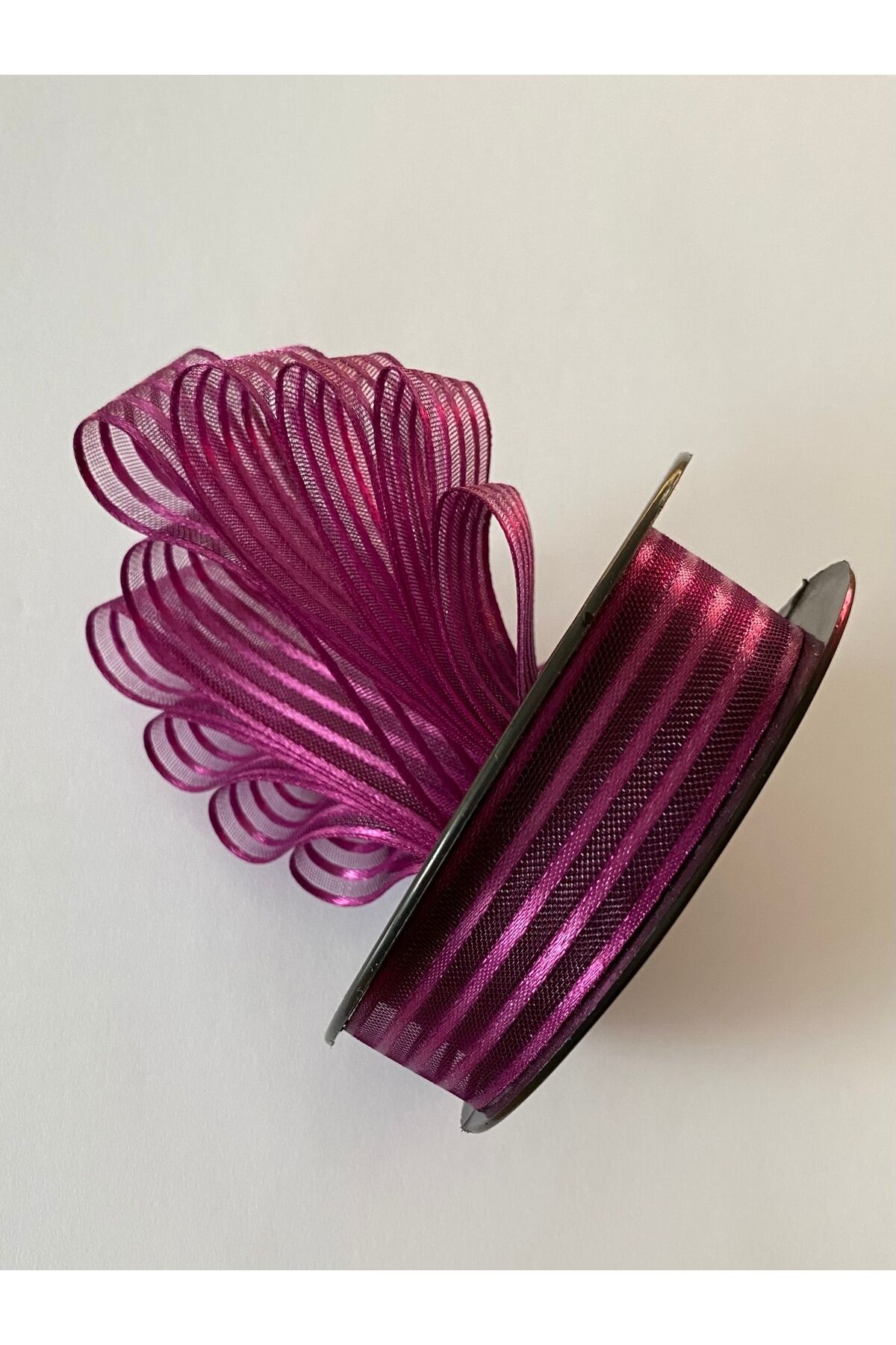 Çizgili şifon kurdele (Kurdale) 2.5cm x 20metre. Renk No:19