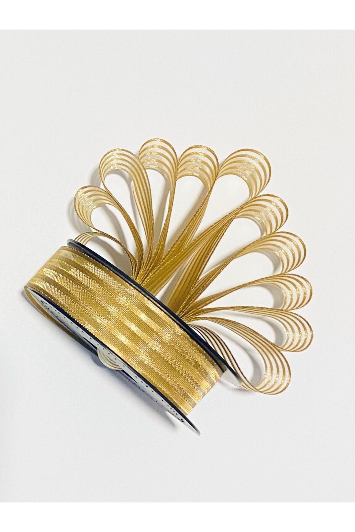 Çizgili şifon kurdele (Kurdale) 2.5cm x 20metre. Renk No:4