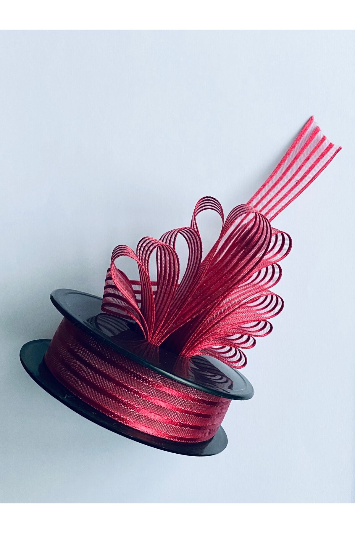 Çizgili şifon kurdele (Kurdale) 2.5cm x 20metre. Renk No:8A