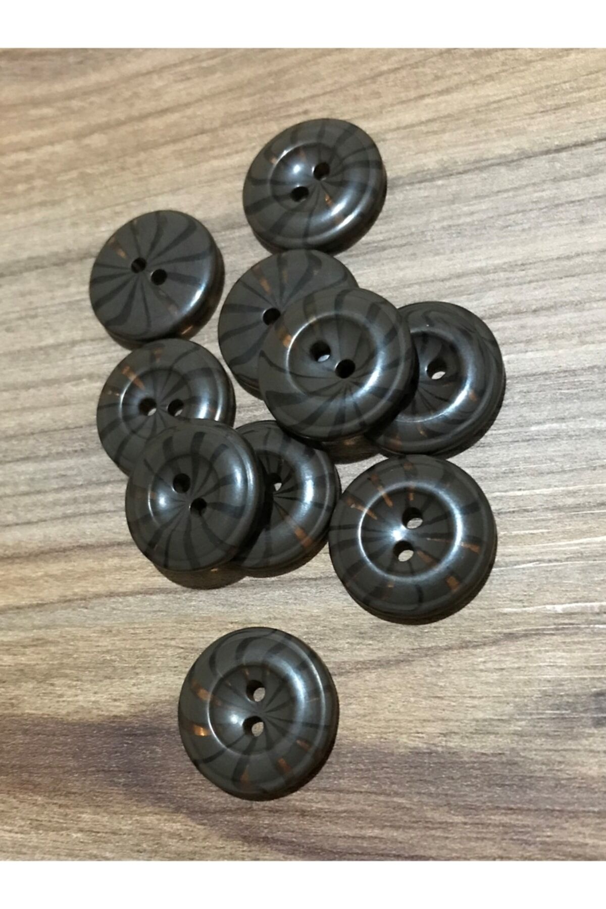 Zebra Desen Düğme. 2 Cm. 10'lu Pkt. Renk: Antrasit.