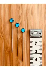 Taşlı Şal Eşarp İğnesi. 38mm. 3'lü Paket. Mavi.