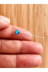 Taşlı Şal Eşarp İğnesi. 38mm. 3'lü Paket. Mavi.
