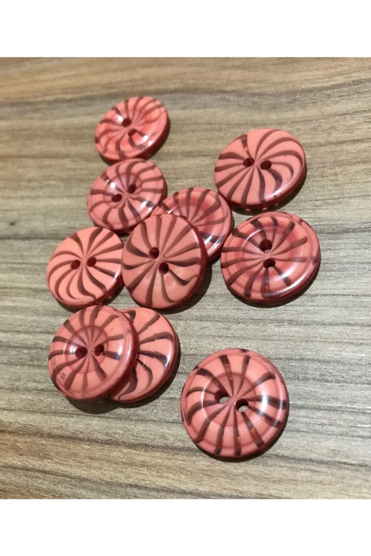 Zebra Desen Düğme. 2 Cm. 10'lu Pkt. Renk: Ayva.