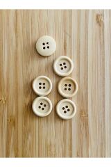 Ahşap Düğme. 18mm. 6'lı Paket. (Hırka, Yelek ,Pantolon ve Etek Düğmesi) Renk: Naturel.