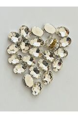Oval Kasalı Beyoğlu Taşı Dikme Kristal Boncuk. 12x18mm. 25 Adet.