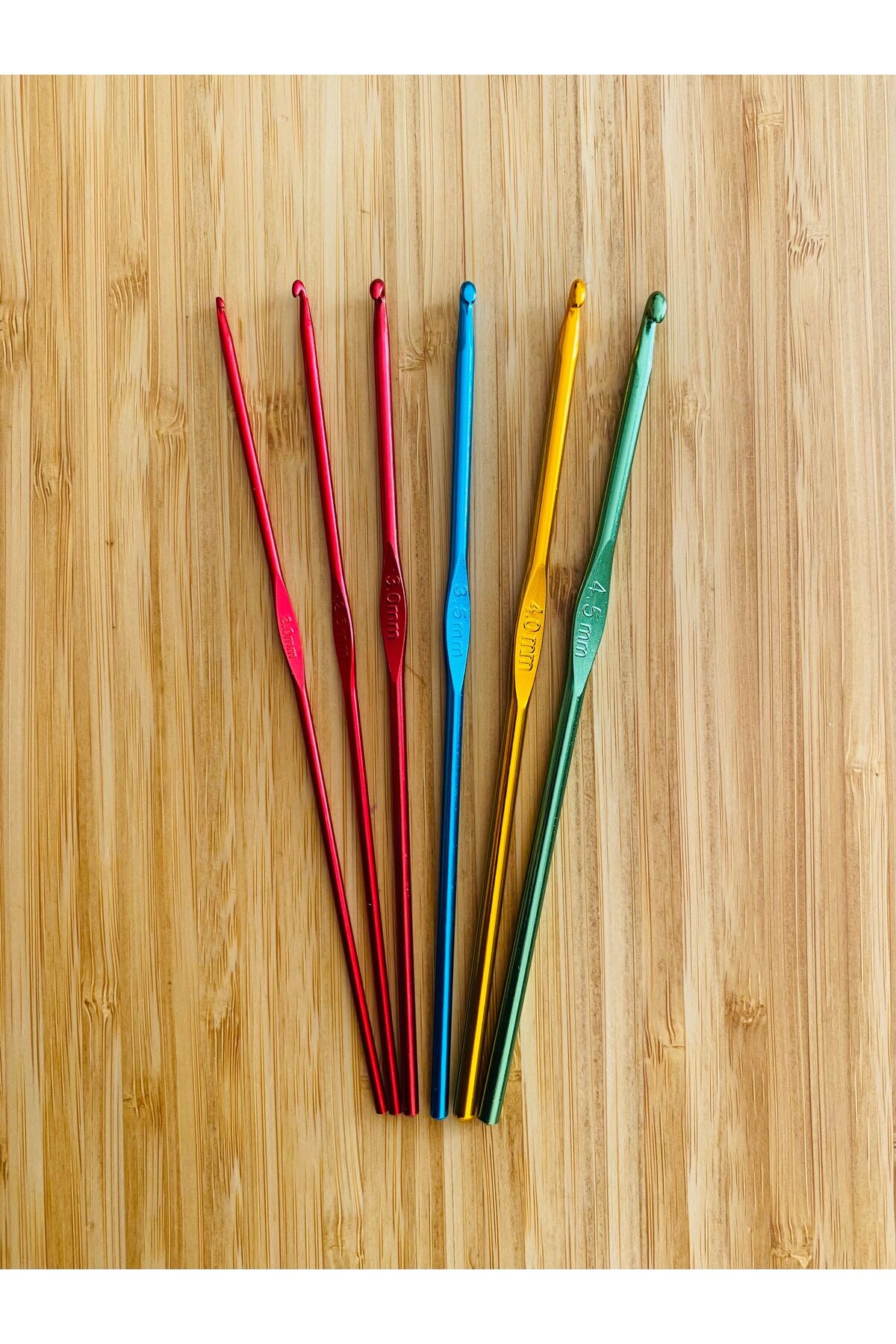 Oya ve dantel renkli metal el işi örgü tığ seti. No: 2,0-2,5-3,0-3,5-4,0-4,5  6'lı set