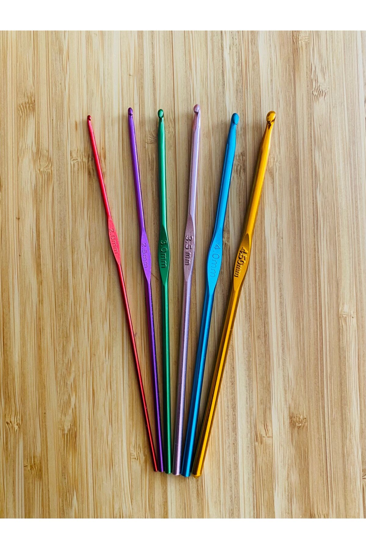 Oya ve dantel renkli metal el işi örgü tığ seti. No: 2,0-2,5-3,0-3,5-4,0-4,5  6'lı set