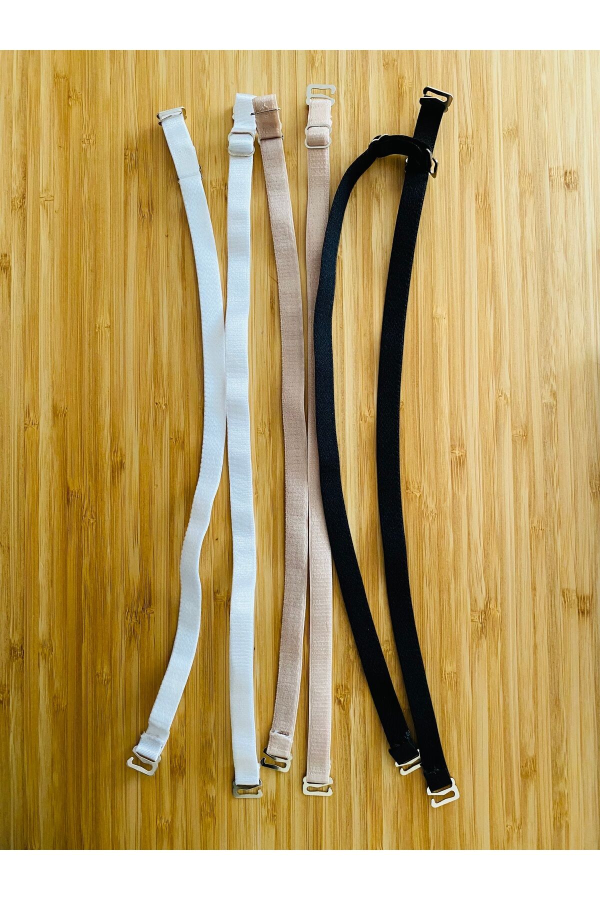 Çok Renkli 3'lü Çıkarılabilir Saten Sütyen Askısı. Siyah, Beyaz, Ten.