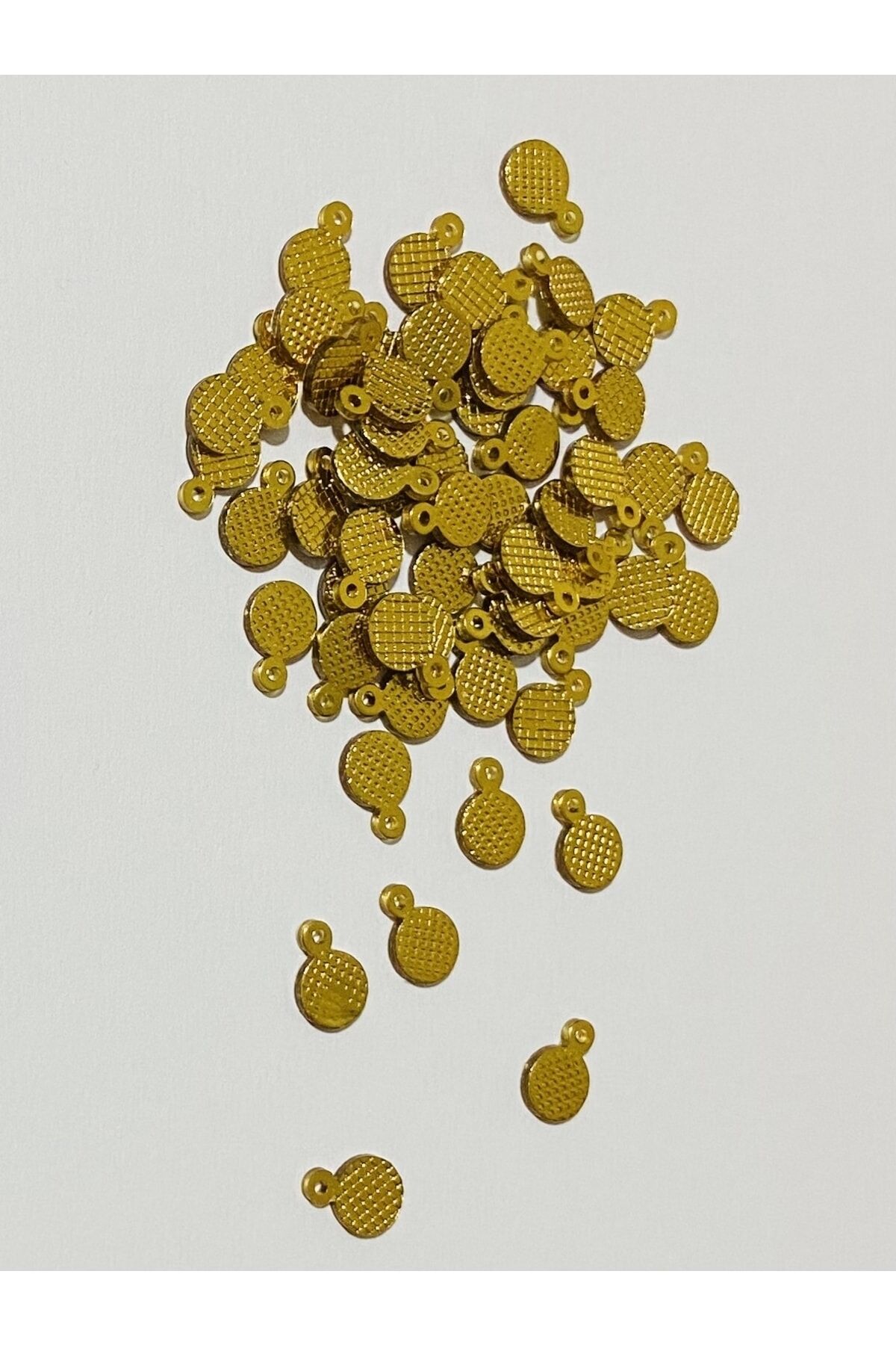 Oya, Abiye, Halhal, Bileklik, Kolye Pleksi Metalik Kaplama Desenli Yuvarlak Plastik Pul. 20gr.