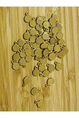 Oya, Abiye, Halhal, Bileklik, Kolye Pleksi Metalik Kaplama Desenli Yuvarlak Plastik Pul. 20gr.