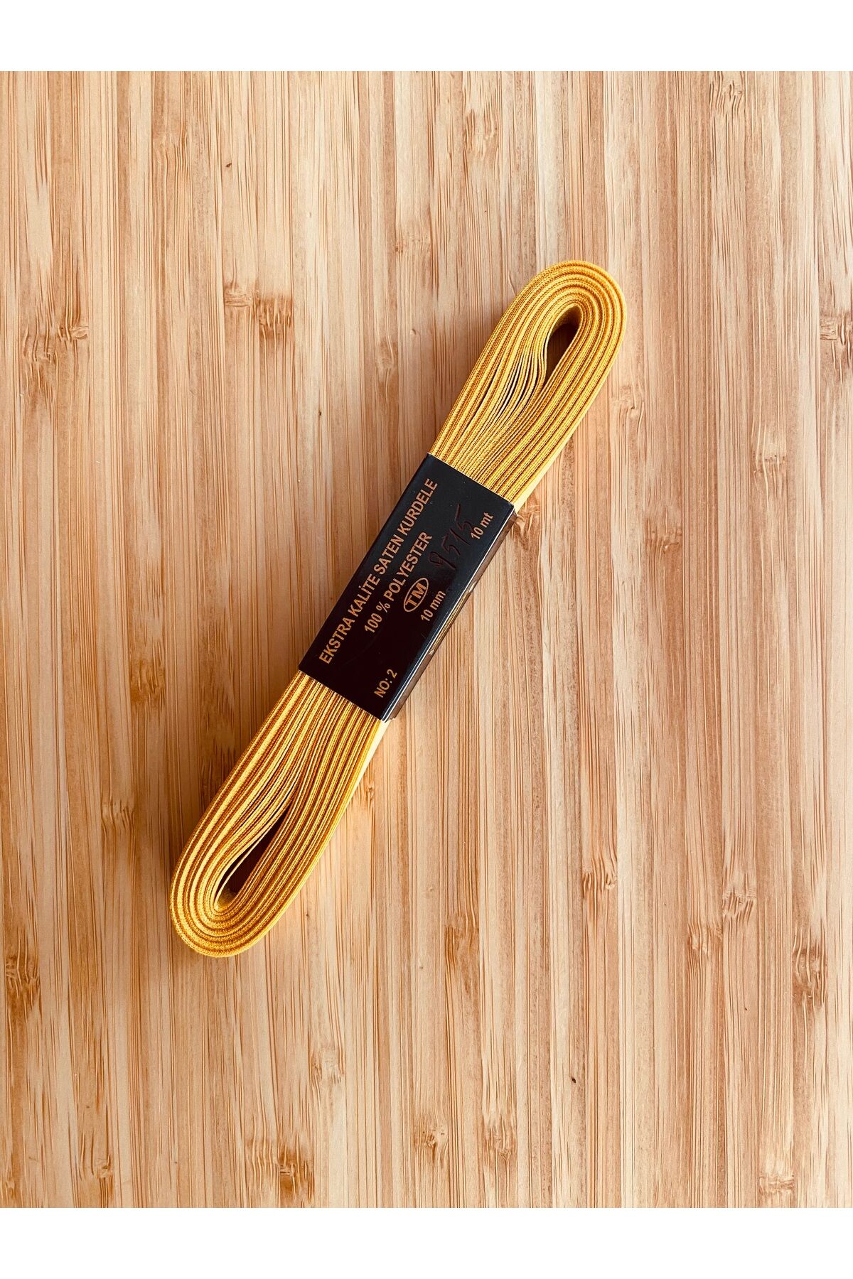Saten Kurdele 1cm. 10metre. Renk No: 9515. Koyu Sarı.