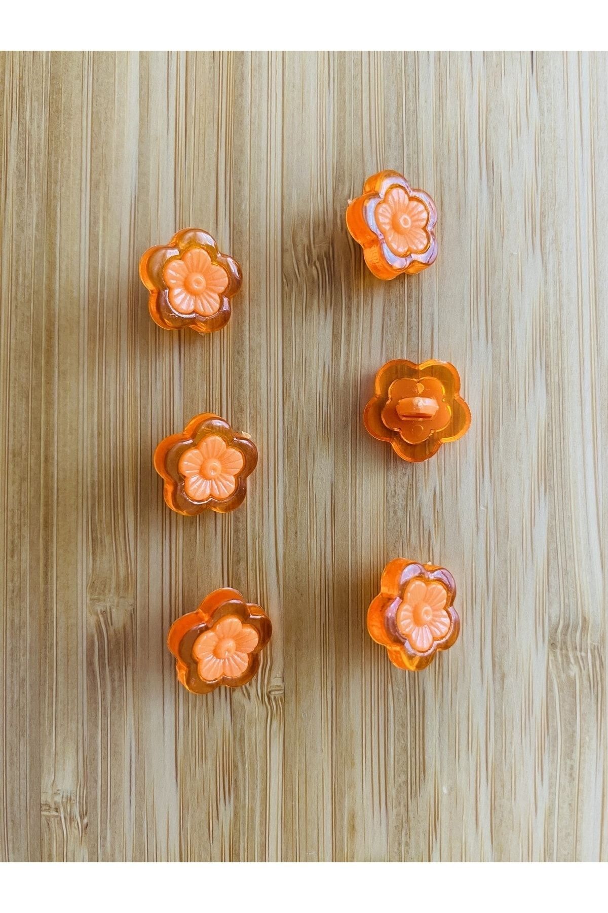 Alttan dikmeli şeffaş plastik papatya bebek düğmesi. 1.5cm. 6'lı paket.