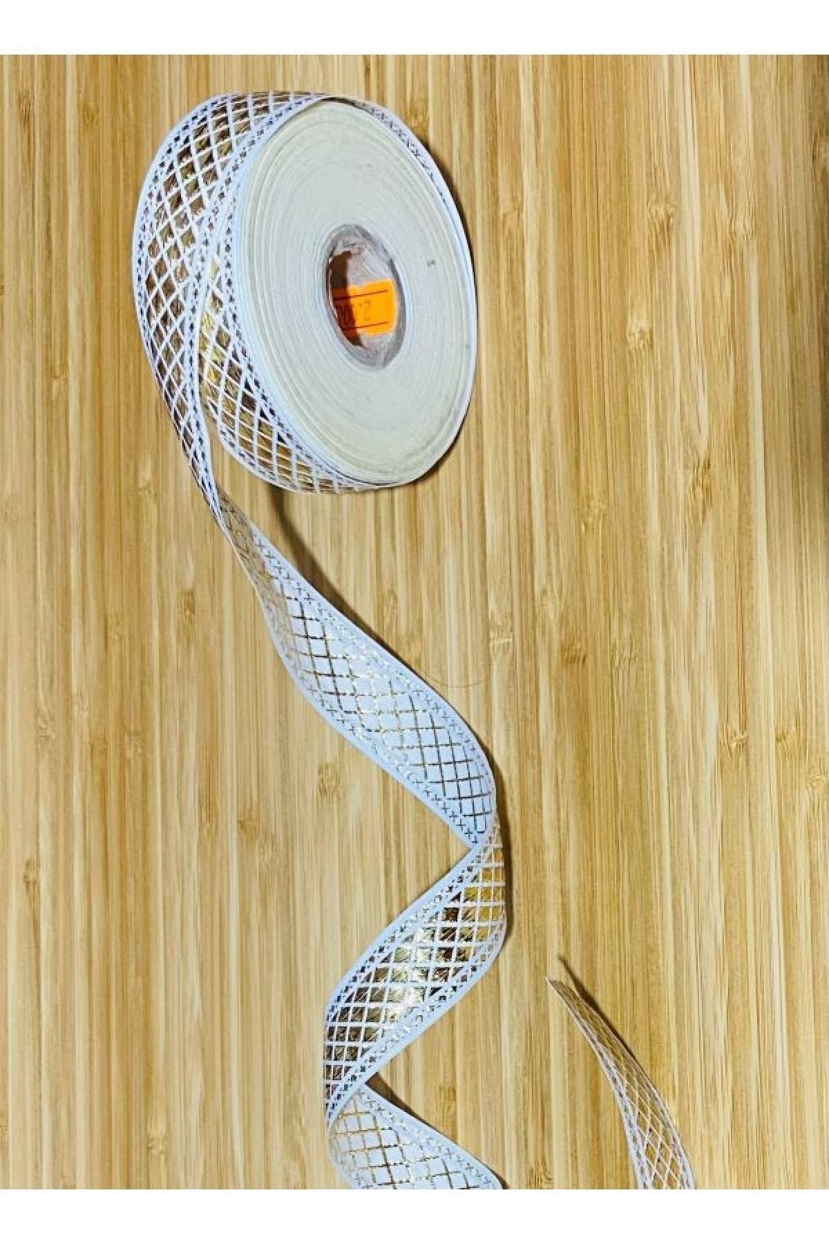 Dekoratif Şerit. 25mmx2metre. Krem. Sarı Sim. No:4