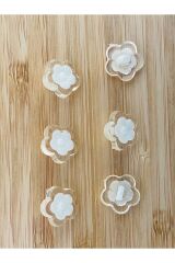 Alttan Dikmeli Şeffaş Plastik Papatya Bebek Düğmesi. 1.5cm. 6'lı Paket. Renk: Krem.