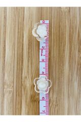 Alttan Dikmeli Şeffaş Plastik Papatya Bebek Düğmesi. 1.5cm. 6'lı Paket. Renk: Krem.