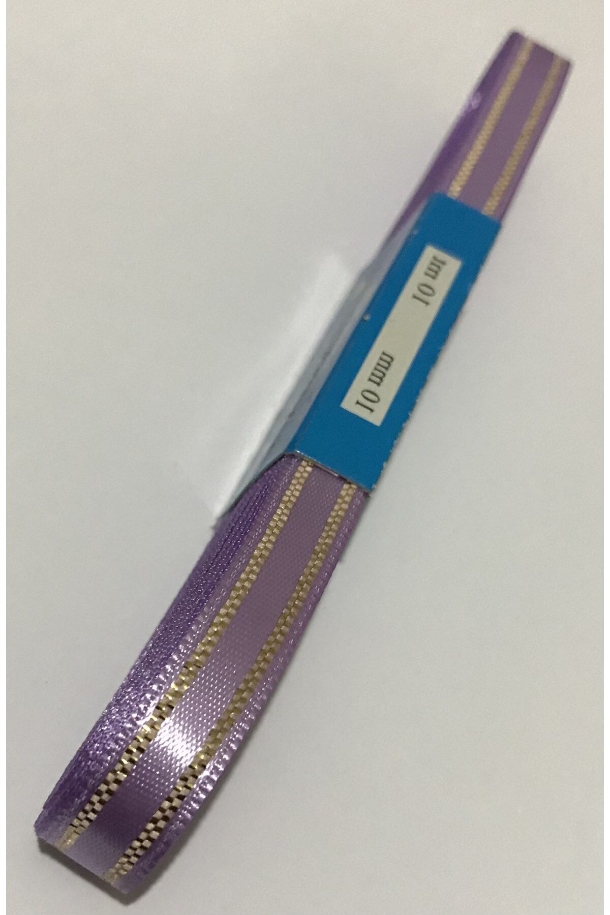 Saten Sarı Simli Kurdele, 1cm. 10metre. Açık Lila.