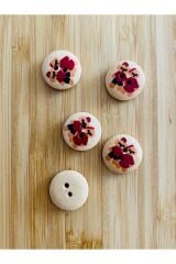 İkiz  Desen Boyama Doğal Ahşap Düğme 15 mm.  5'li Paket. İkiz.