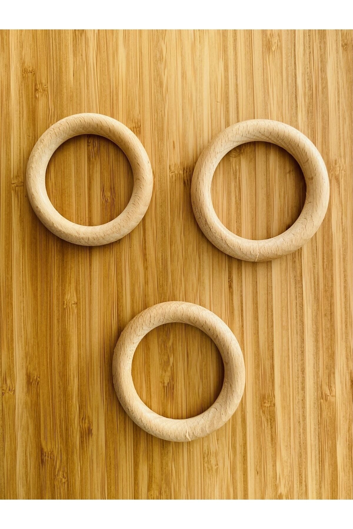 Amigurumi Oyuncak Bebek Doğal Ahşap Halka. 7 cm. 3 adet.