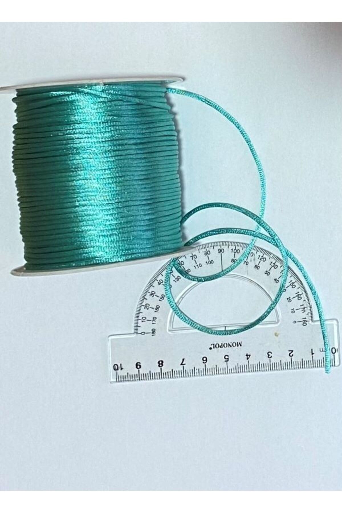 Floş Ip Sıçan Kuyruğu Bileklik Takı Ipi 2 Mm X 10 Metre Bağ Halinde. Su Yeşili.