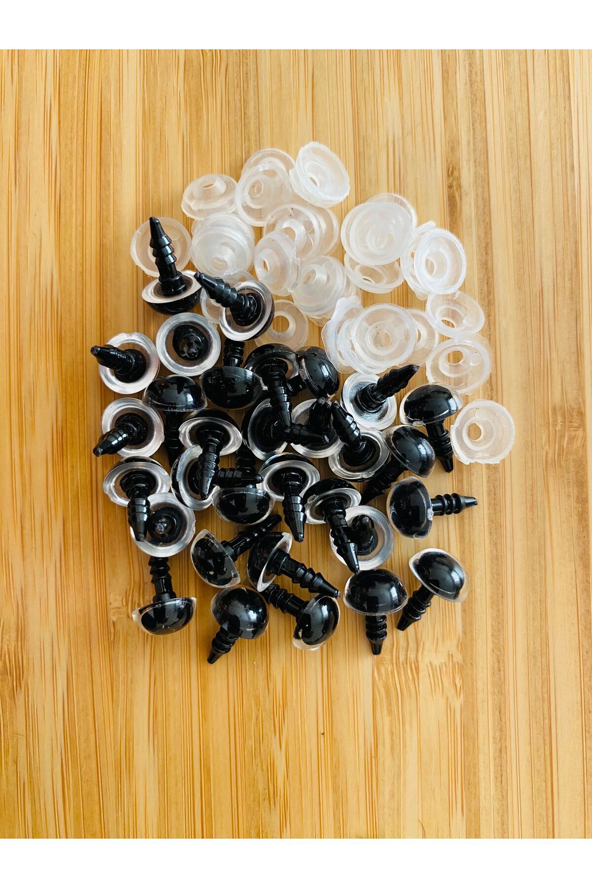 Amigurumi plastik vidalı göz. 10mm Şeffaf siyah. 10 çift