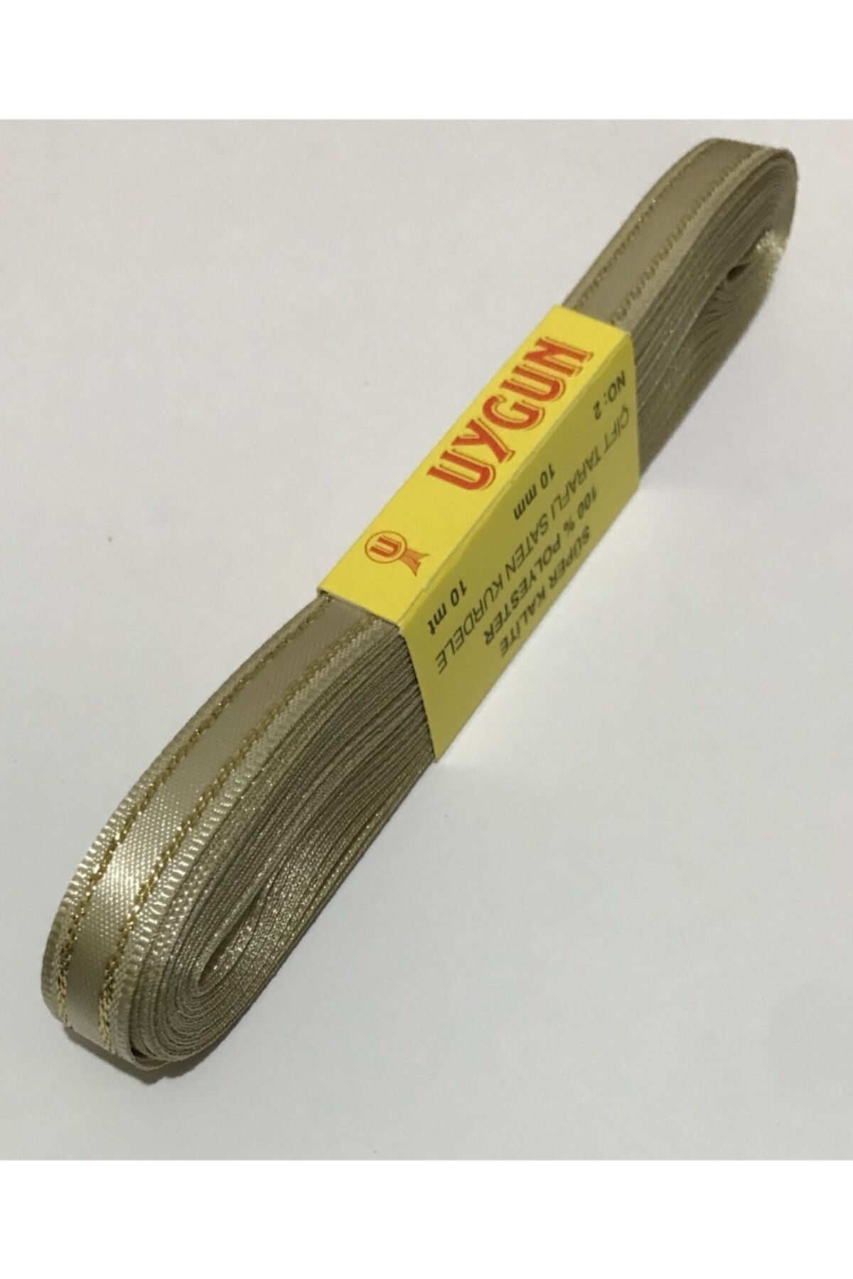 Saten Simli Kurdele, 1cm. 10metre. Bej.