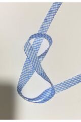 Ekose Mavi Gümüş Simli Biye (şerit) 2cm.