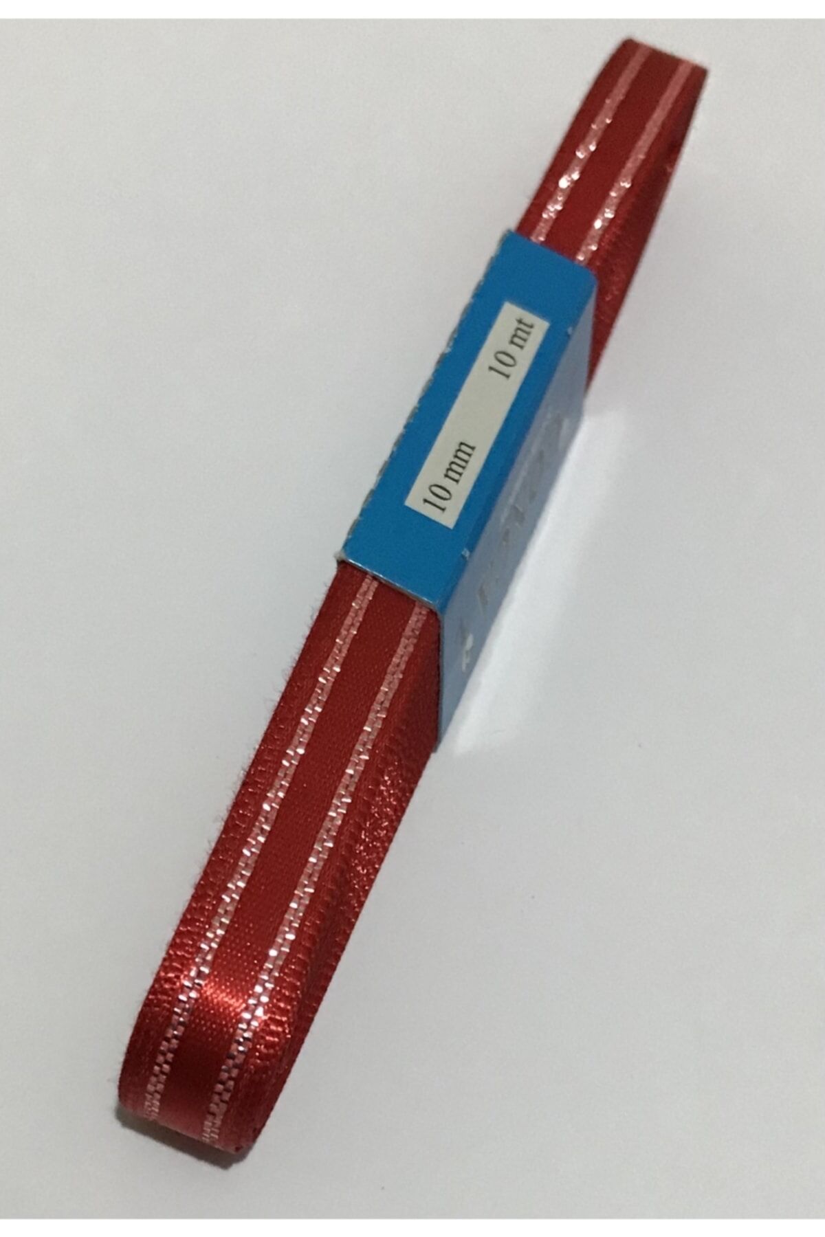 Saten Simli Kurdele, 1cm. 10metre. Kırmızı Beyaz Sim.