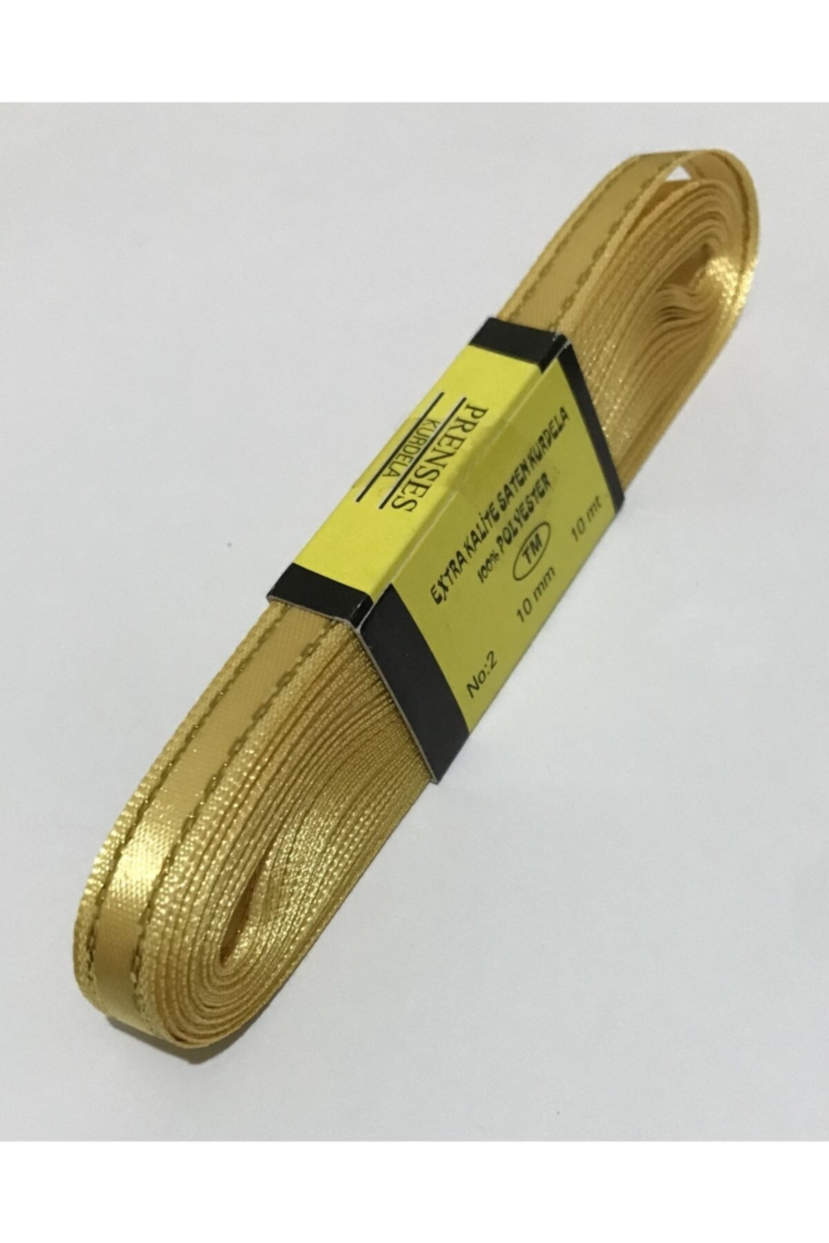 Saten Simli Kurdele, 1cm. 10metre. Saman Sarısı.