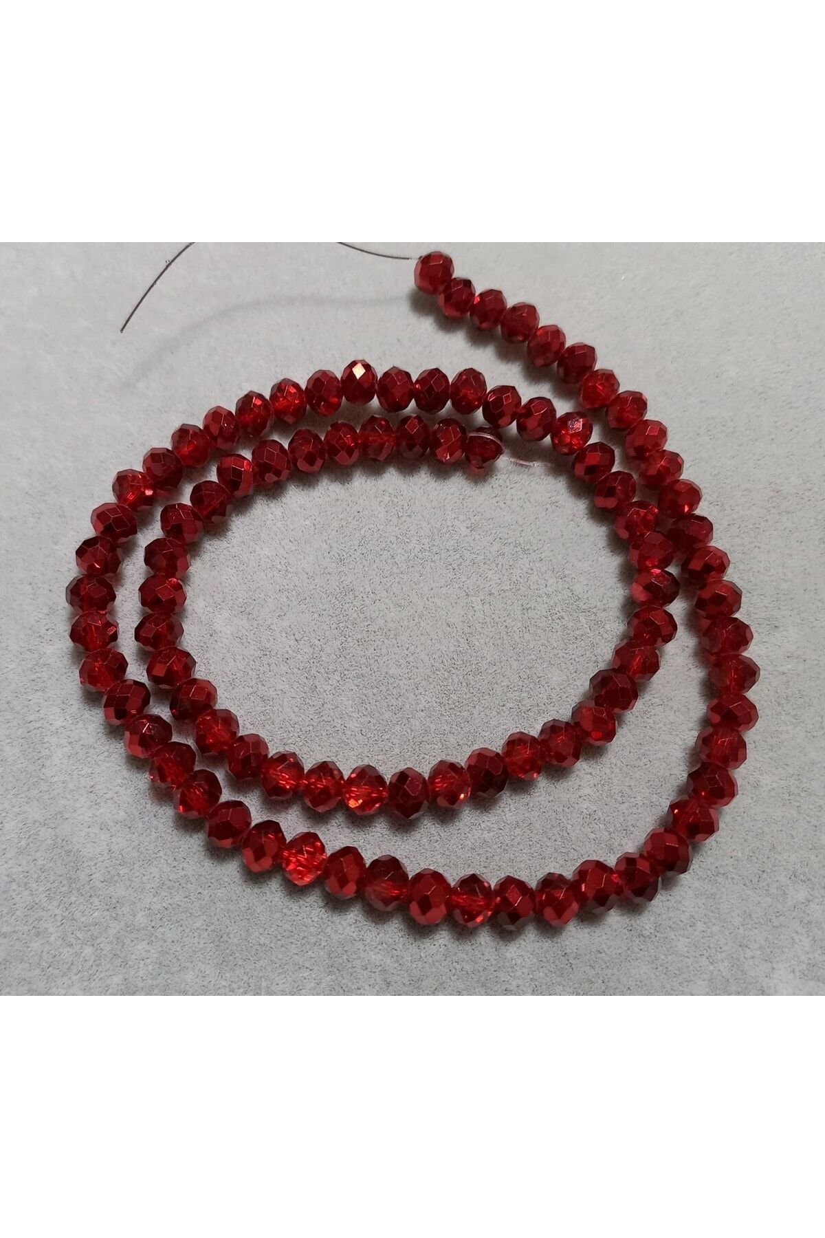 Janjanlı Kırmızı Basık Kristal Boncuk 6mm 1dizi No.39