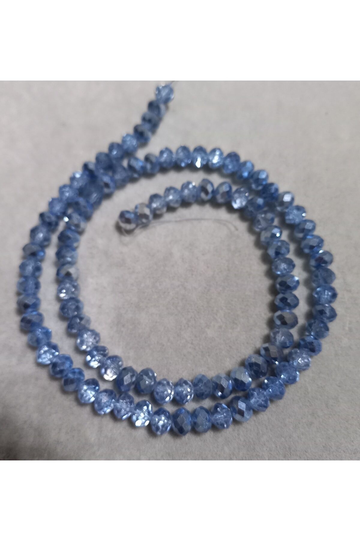 Janjanlı Mavi Rengi Basık Kristal Boncuk 6mm No.16