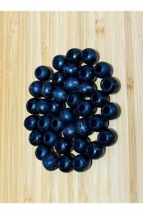 Boyalı Ahşap Makrame Boncuk. 9mmx11mm. 25gr. Takriben 65-70 Adet. Siyah.