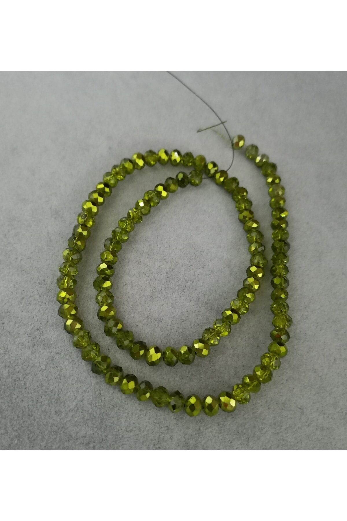 Janjanlı Yeşil Basık Kristal Boncuk 6mm 1dizi No.6