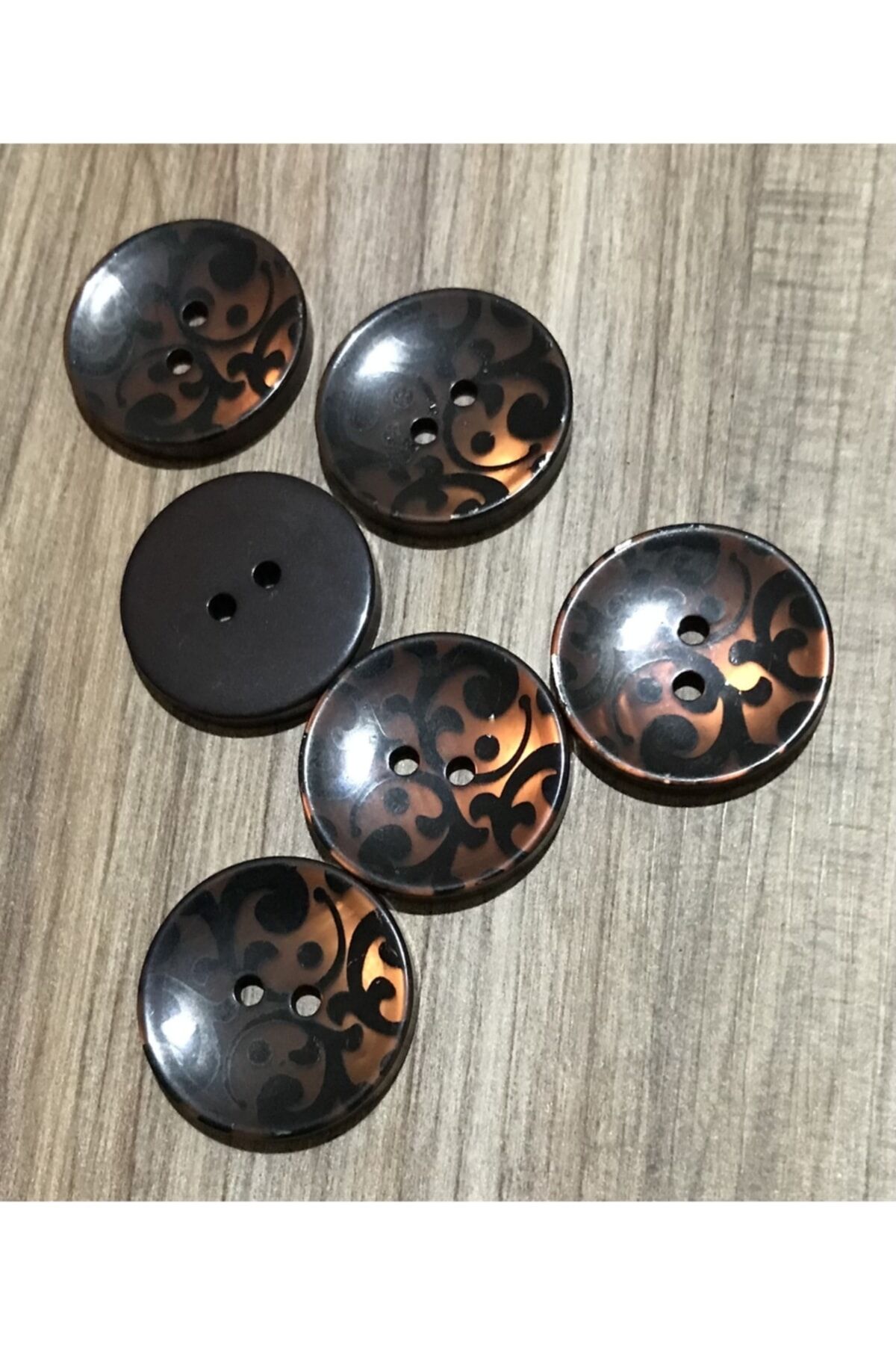 Sedef Düğme. 28mm. 6'lı Pkt. Renk: Kahve.