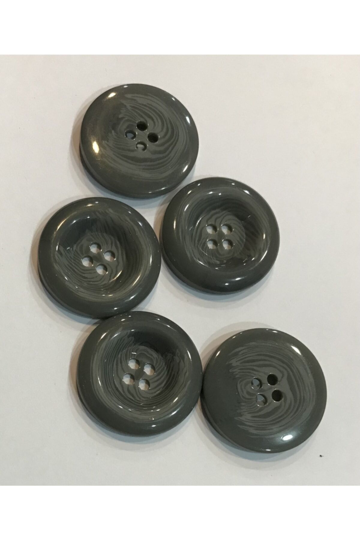 Kaban Polyester Damarlı Düğme. 2.5cm 6'lı Pkt. Gri.