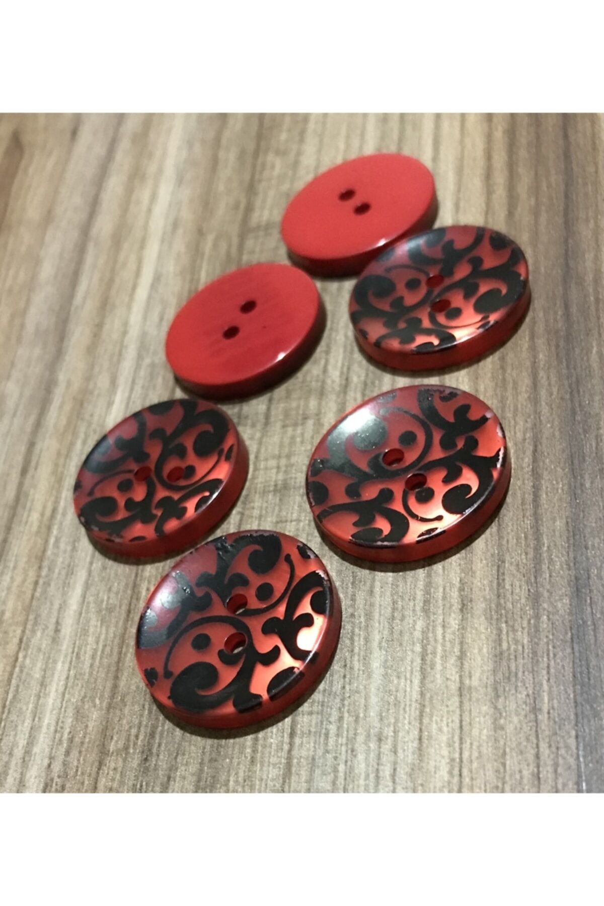 Sedef Düğme. 28mm. 6'lı Pkt. Renk: Kırmızı.