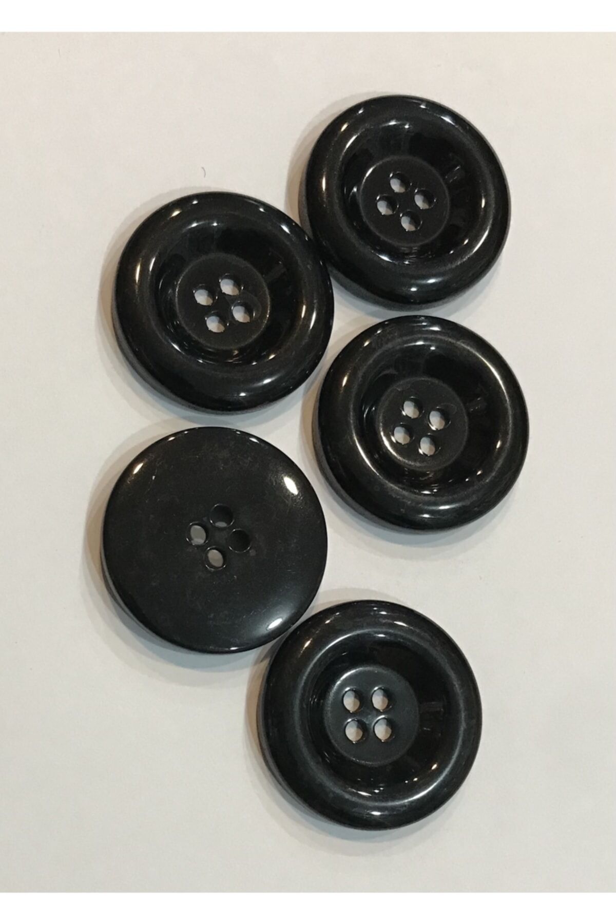 Kaban Polyester Damarlı Düğme. 3.5cm 5'li Pkt. Siyah.