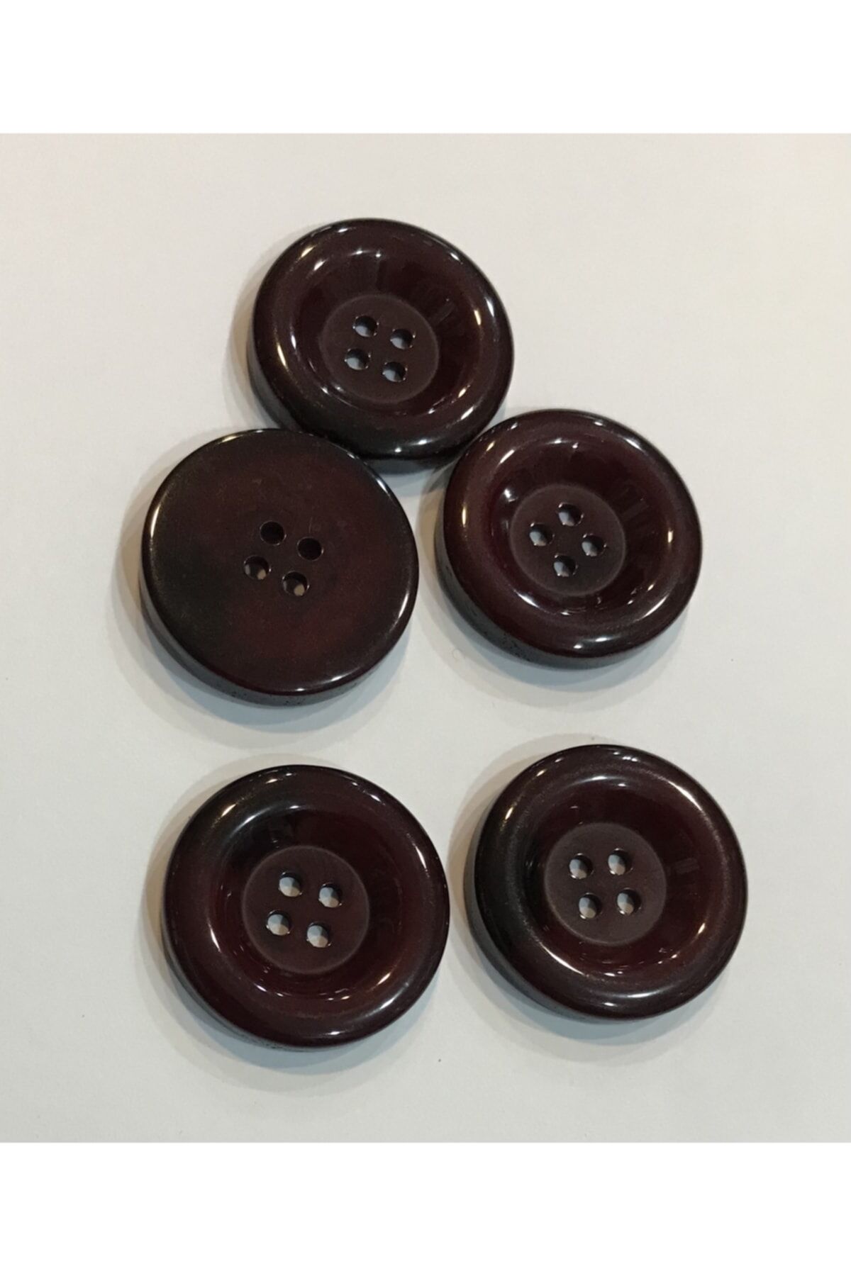 Kaban Polyester Damarlı Düğme. 3cm 5'li Pkt. Bordo.