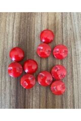 Sedefli Yarım Inci Düğme 1.3cm 10'lu Paket. Kırmızı.